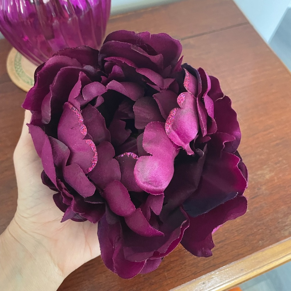 Large Purple Hair Flower Clipon Pin-up Retro